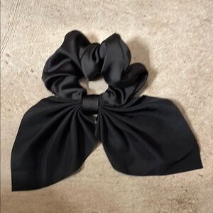 Elegant Black Satin Hair Scrunchie
